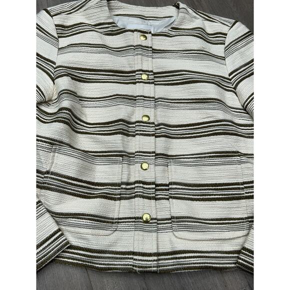 NWOT Madewell Womens Safari Khaki Striped Lined Tweed Button-Front Jacket Size S - Picture 4 of 10